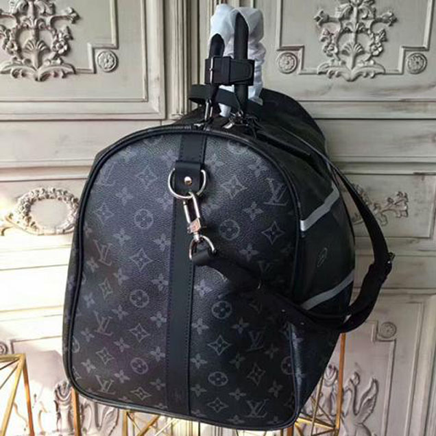 Сумка Louis Vuitton M43414 Keepall 55 Bandouliere Duffel Bag Monogram Eclipse Canvas "Black" фото № 4