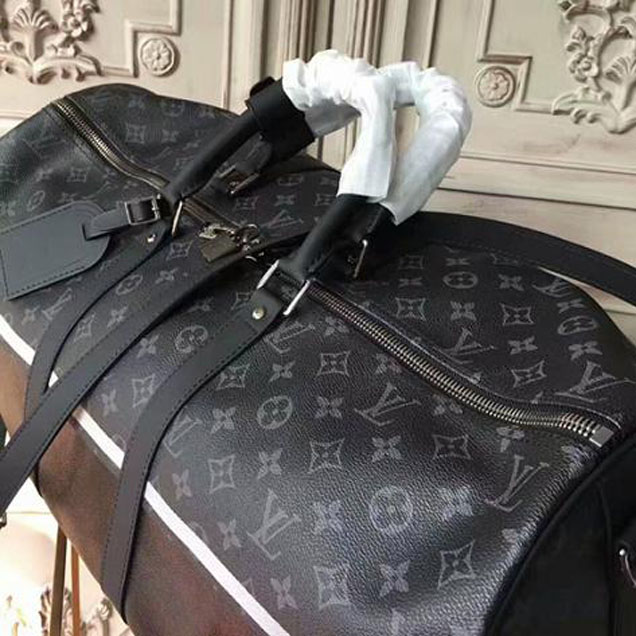 Сумка Louis Vuitton M43414 Keepall 55 Bandouliere Duffel Bag Monogram Eclipse Canvas "Black" фото № 8