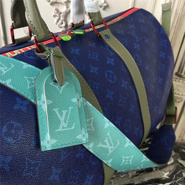 Сумка Louis Vuitton Monogram Canvas Keepall Bandouliere 45 M43855 "Navy Blue" фото № 7