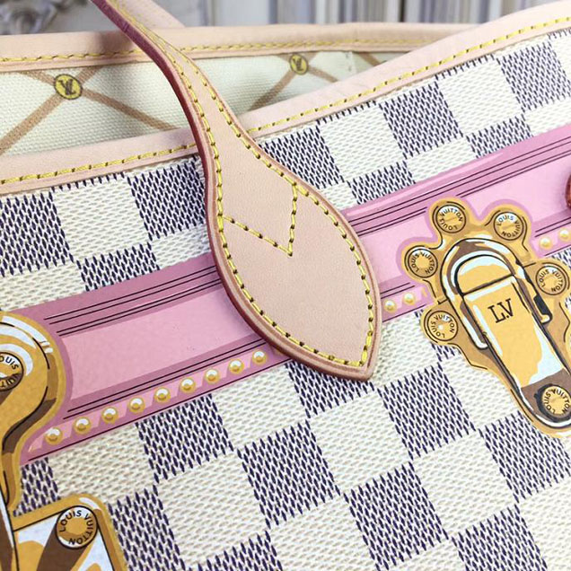 Сумка Louis Vuitton Damier Azur Canvas Neverfull MM N41065 "White" фото № 6