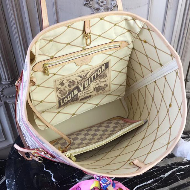 Сумка Louis Vuitton Damier Azur Canvas Neverfull MM N41065 "White" фото № 7