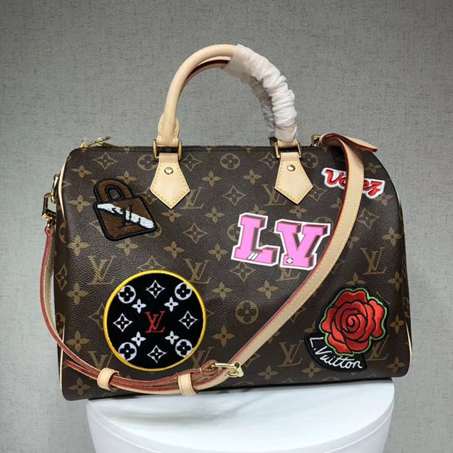 Сумка Louis Vuitton Monogram Canvas Speedy 30 Bandouliere M43989 "Brown" фото № 3