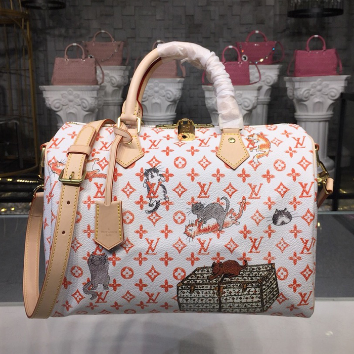 Сумка Louis Vuitton Speedy 30 Bandouliere M44400 Monogram Canvas "White" фото № 2