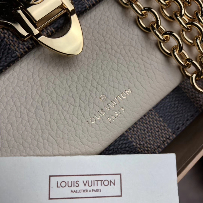Сумка Louis Vuitton Vavin Chain Wallet N60237 Damier Ebene Canvas Creme Beige "Brown" фото № 4