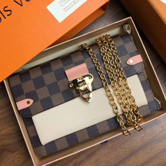 Сумка Louis Vuitton Vavin Chain Wallet N60237 Damier Ebene Canvas Creme Beige "Brown" фото № 2