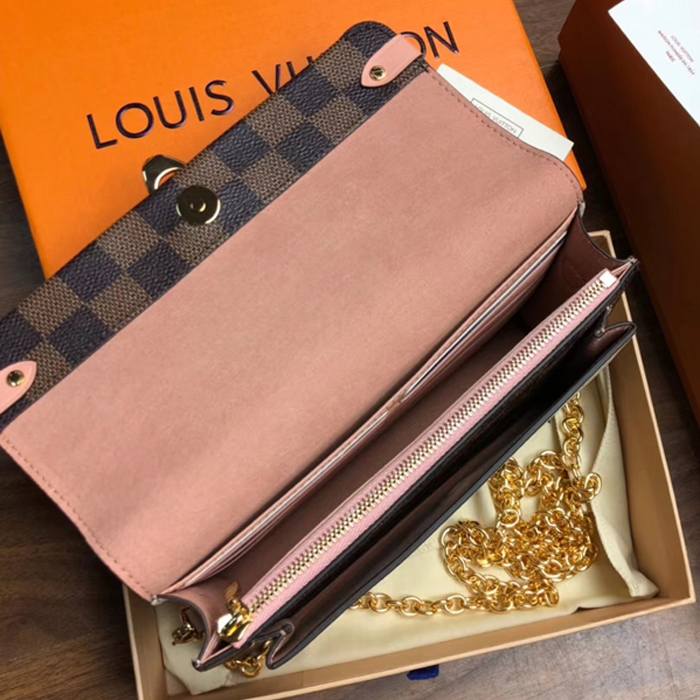Сумка Louis Vuitton Vavin Chain Wallet N60237 Damier Ebene Canvas Creme Beige "Brown" фото № 9