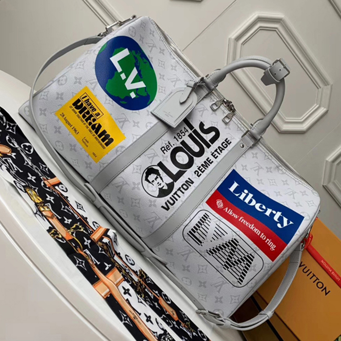 Сумка Louis Vuitton Keepall Bandouliere 50 M44643 Monogram Canvas "White" фото № 3