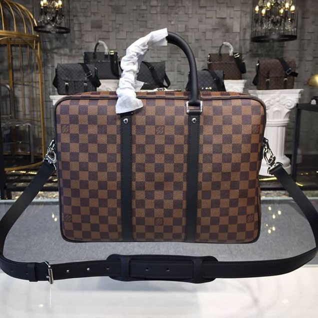 Портфель Louis Vuitton Porte-Documents Voyage PM Bag 38cm Damier Ebene Canvas Fall Winter 2018 Collection N41466 "Brown" фото № 3