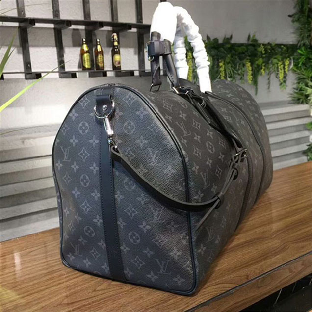Сумка Louis Vuitton M40605 Keepall 55 Bandouliere Duffel Bag Monogram Eclipse Canvas "Black" фото № 3