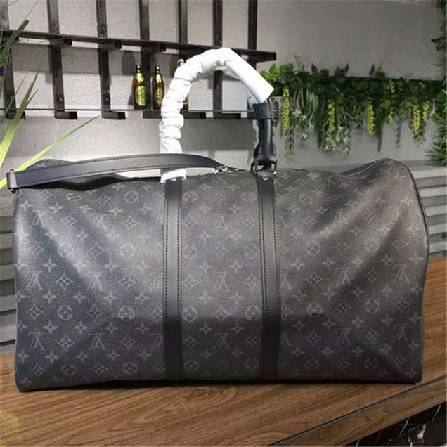 Сумка Louis Vuitton M40605 Keepall 55 Bandouliere Duffel Bag Monogram Eclipse Canvas "Black" фото № 4