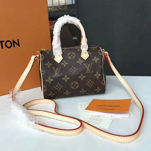 Сумка Louis Vuitton M61252 Nano Speedy Crossbody Bag Monogram Canvas "Brown" фото № 2