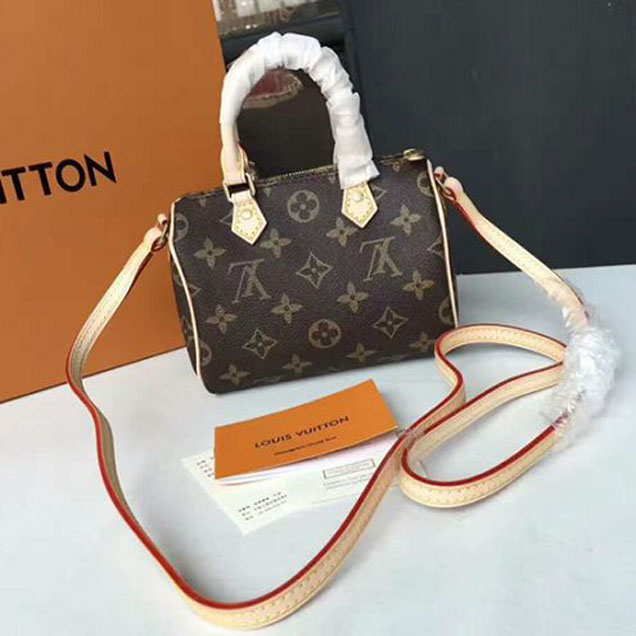Сумка Louis Vuitton M61252 Nano Speedy Crossbody Bag Monogram Canvas "Brown" фото № 4