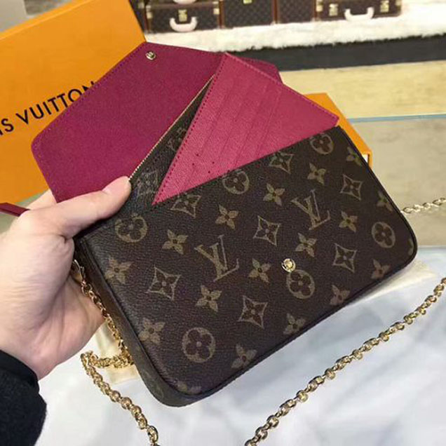 Сумка Louis Vuitton M61276 Pochette Felicie Crossbody Bag Monogram Canvas "Brown" фото № 8