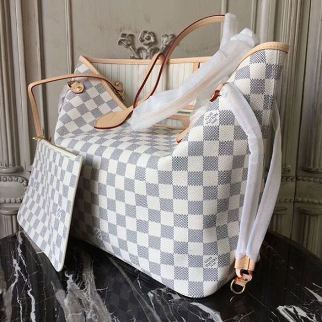 Сумка Louis Vuitton N41361 Neverfull MM Shoulder Bag Damier Azur Canvas "White" фото № 3