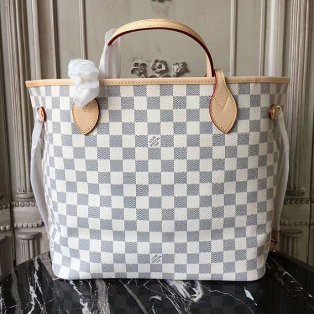 Сумка Louis Vuitton N41361 Neverfull MM Shoulder Bag Damier Azur Canvas "White" фото № 4