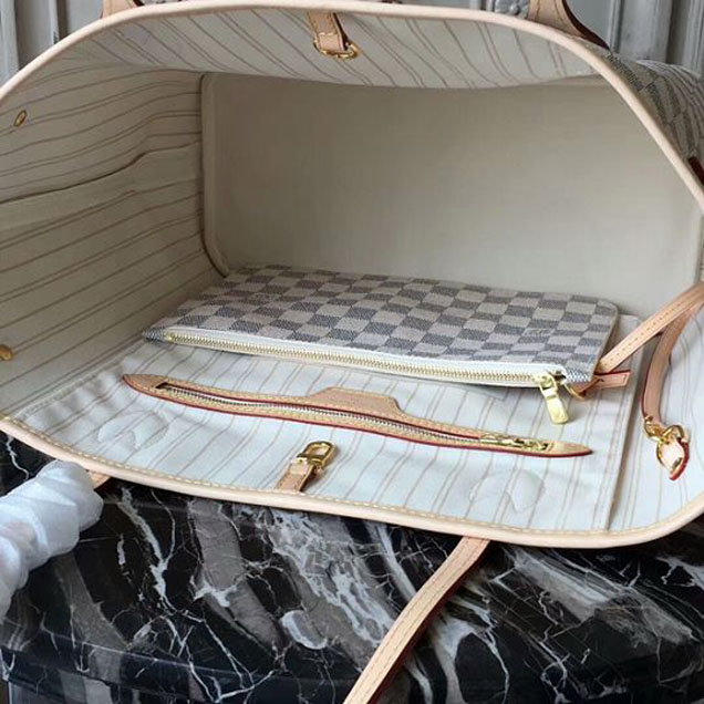 Сумка Louis Vuitton N41361 Neverfull MM Shoulder Bag Damier Azur Canvas "White" фото № 8