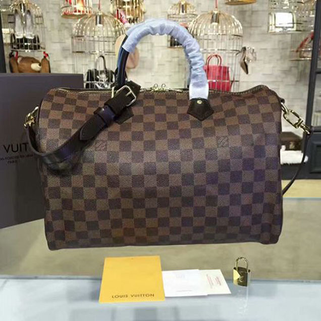 Сумка Louis Vuitton N41366 Speedy Bandouliere 35 Tote Bag Damier Ebene Canvas "Brown" фото № 2