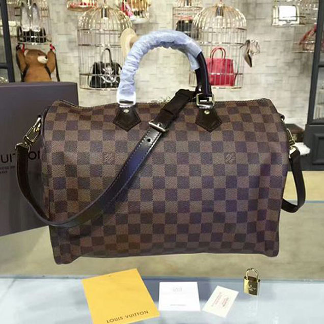 Сумка Louis Vuitton N41366 Speedy Bandouliere 35 Tote Bag Damier Ebene Canvas "Brown" фото № 4