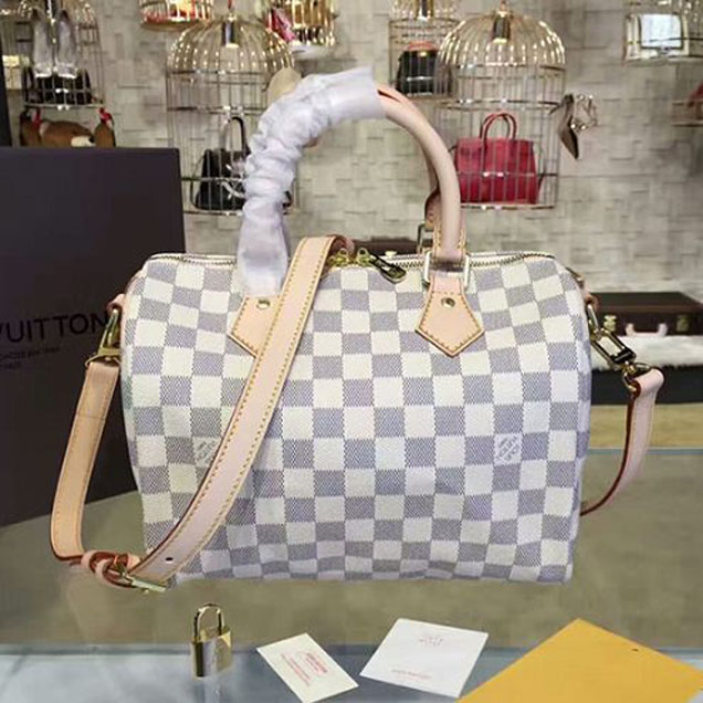 Сумка Louis Vuitton N41374 Speedy Bandouliere 25 Tote Bag Damier Azur Canvas "White" фото № 4