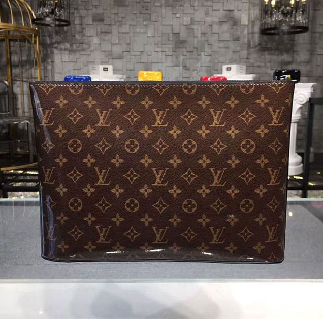 Клатч Louis Vuitton Monogram Glaze Pochette Cosmos M63271 "Brown" фото № 4