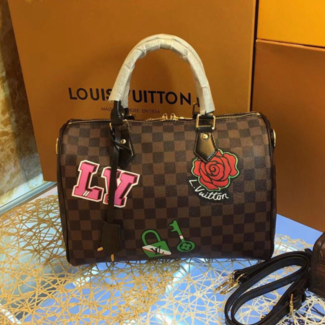 Сумка Louis Vuitton N40060 Speedy 30 Bandouliere Damier Ebene Canvas "Brown" фото № 3