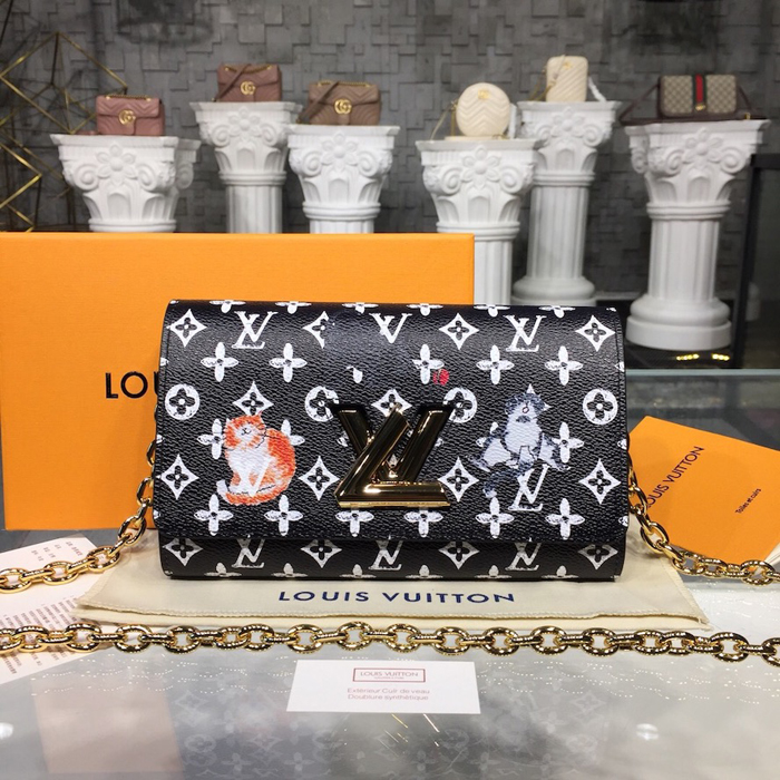 Клатч Louis Vuitton Twist Chain Wallet M63888 Monogram Canvas "Black" фото № 2