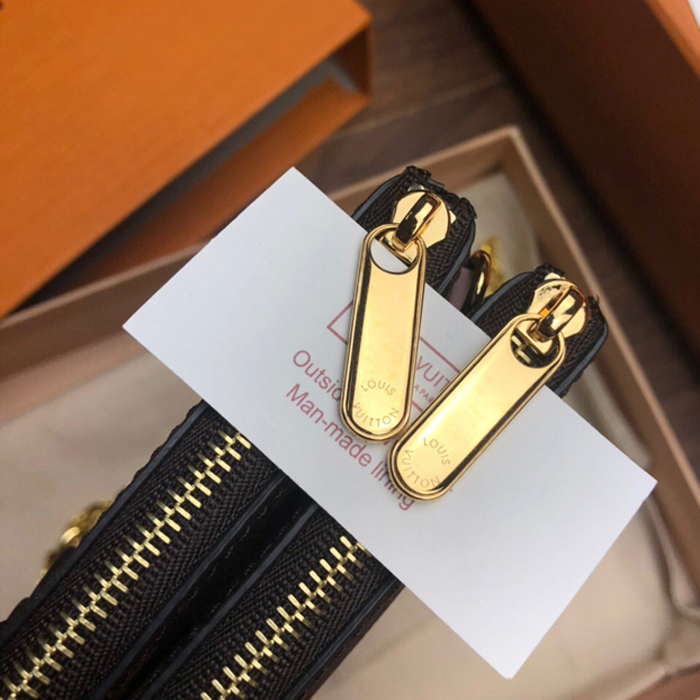 Клатч Louis Vuitton Pochette Double Zip M63905 Monogram Canvas Rose Ballerine Pink "Brown" фото № 7