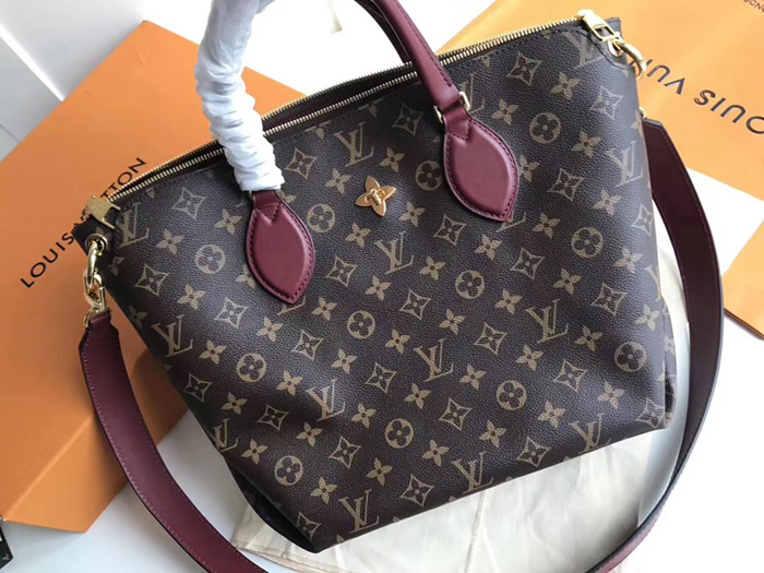 Сумка Louis Vuitton Flower Zipped Tote MM M44348 Monogram Canvas Bordeaux Red "Brown" фото № 2