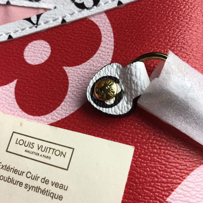 Сумка Louis Vuitton Neverfull MM M44567 Monogram Coated Canvas Pink "Red" фото № 5