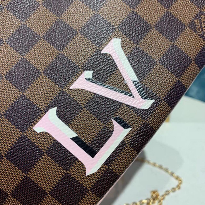 Клатч Louis Vuitton Pochette Double Zip N60254 Damier Ebene Canvas Rose Ballerine Pink "Brown" фото № 5