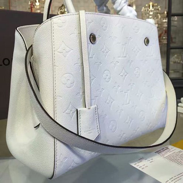 Сумка Louis Vuitton M41698 Montaigne MM Tote Bag Monogram Empreinte Leather "White" фото № 5