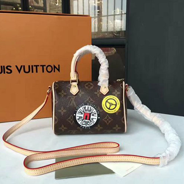 Сумка Louis Vuitton M62208 Nano Speedy Crossbody Bag Monogram Canvas "Brown" фото № 4