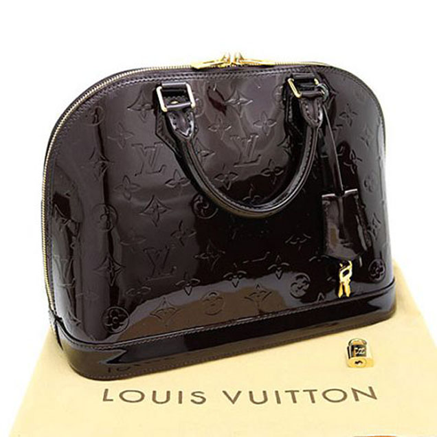 Сумка Louis Vuitton M91611 Alma PM Tote Bag Monogram Vernis "Chocolate" фото № 9