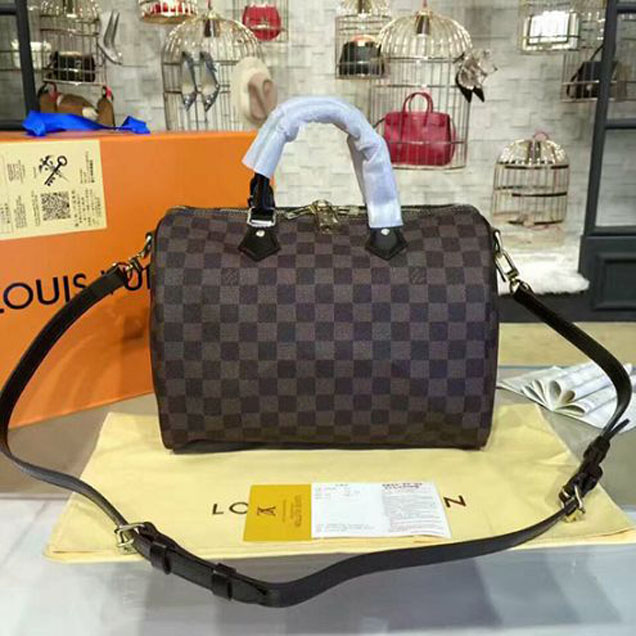 Сумка Louis Vuitton N41367 Speedy Bandouliere 30 Tote Bag Damier Ebene Canvas "Brown" фото № 2