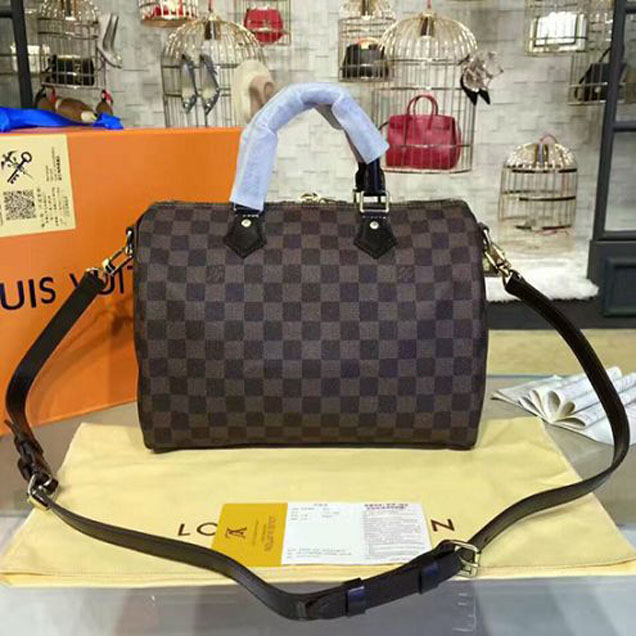 Сумка Louis Vuitton N41367 Speedy Bandouliere 30 Tote Bag Damier Ebene Canvas "Brown" фото № 4