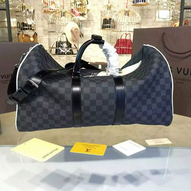 Сумка Louis Vuitton N41617 Keepall Bandouliere 45 Duffel Bag Damier Cobalt Canvas "Navy Blue" фото № 3
