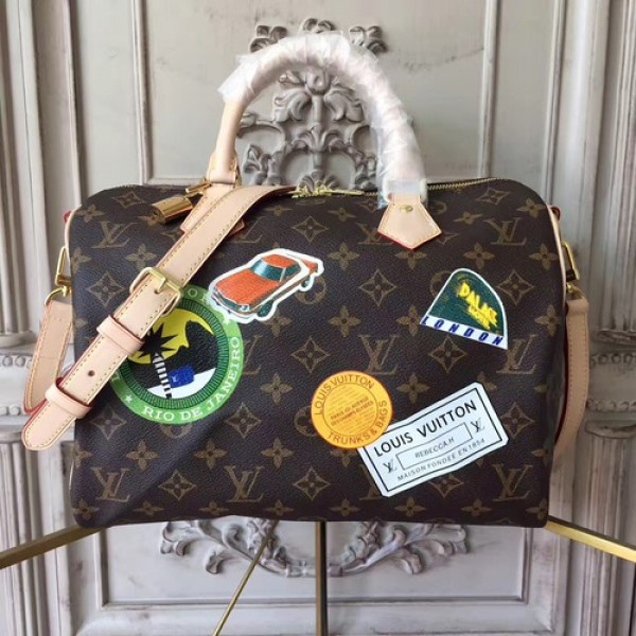Сумка Louis Vuitton M41046 Speedy Bandouliere 30 My World Tour Tote Bag Monogram Canvas "Brown" фото № 2