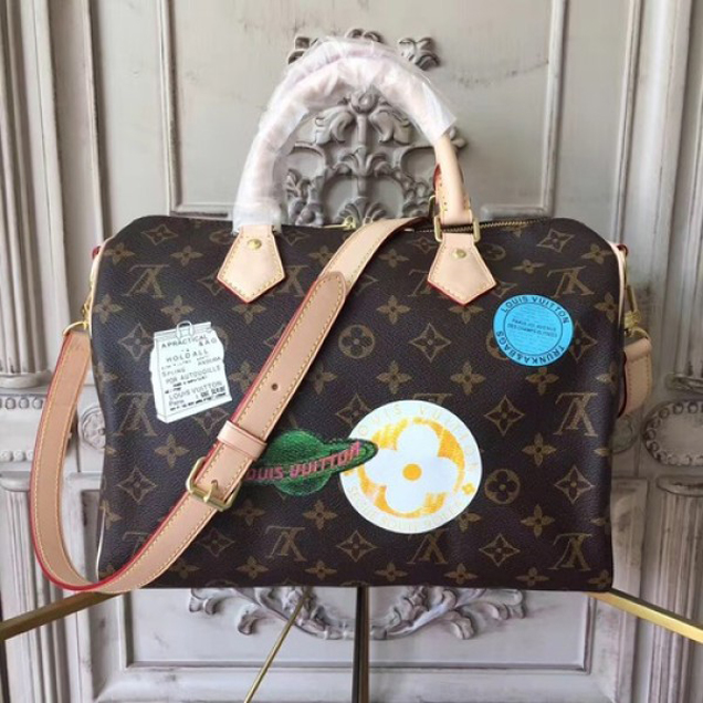 Сумка Louis Vuitton M41046 Speedy Bandouliere 30 My World Tour Tote Bag Monogram Canvas "Brown" фото № 3
