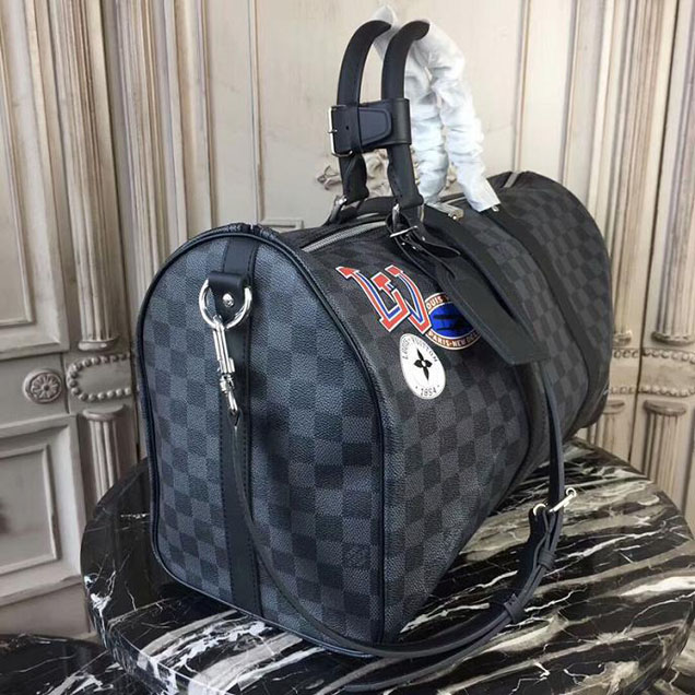 Сумка Louis Vuitton Keepall 45 Bandouliere N41057 Damier Graphite Stickers "Graphite" фото № 3