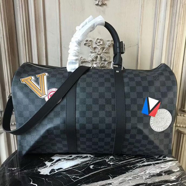 Сумка Louis Vuitton Keepall 45 Bandouliere N41057 Damier Graphite Stickers "Graphite" фото № 4