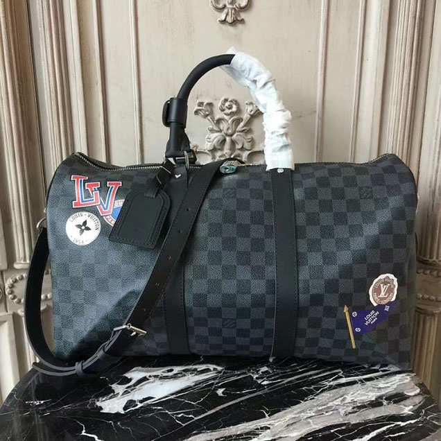 Сумка Louis Vuitton Keepall 45 Bandouliere N41057 Damier Graphite Stickers "Graphite" фото № 2