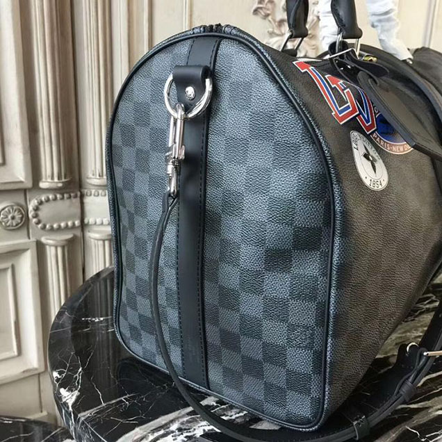 Сумка Louis Vuitton Keepall 45 Bandouliere N41057 Damier Graphite Stickers "Graphite" фото № 9