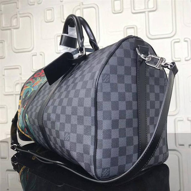 Сумка Louis Vuitton Damier Cobalt Canvas Keepall Bandouliere 45 N50002 "Navy Blue" фото № 3