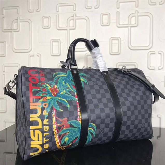 Сумка Louis Vuitton Damier Cobalt Canvas Keepall Bandouliere 45 N50002 "Navy Blue" фото № 4