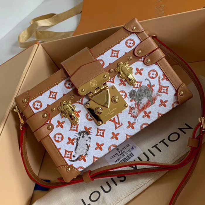 Сумка Louis Vuitton Petite Malle M44461 Monogram Canvas White And Orange "Brown" фото № 2
