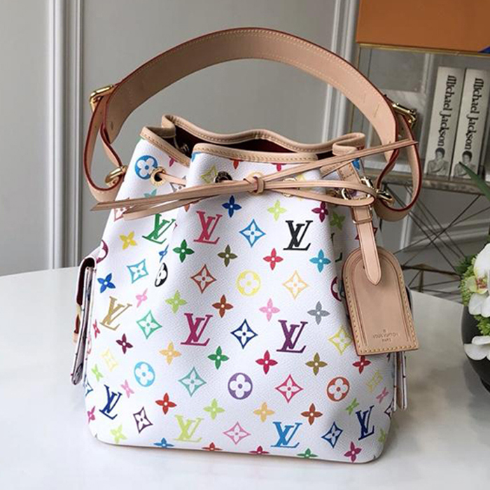 Сумка Louis Vuitton Petit Noe M42229 Monogram Multicolore Blanc "White" фото № 2