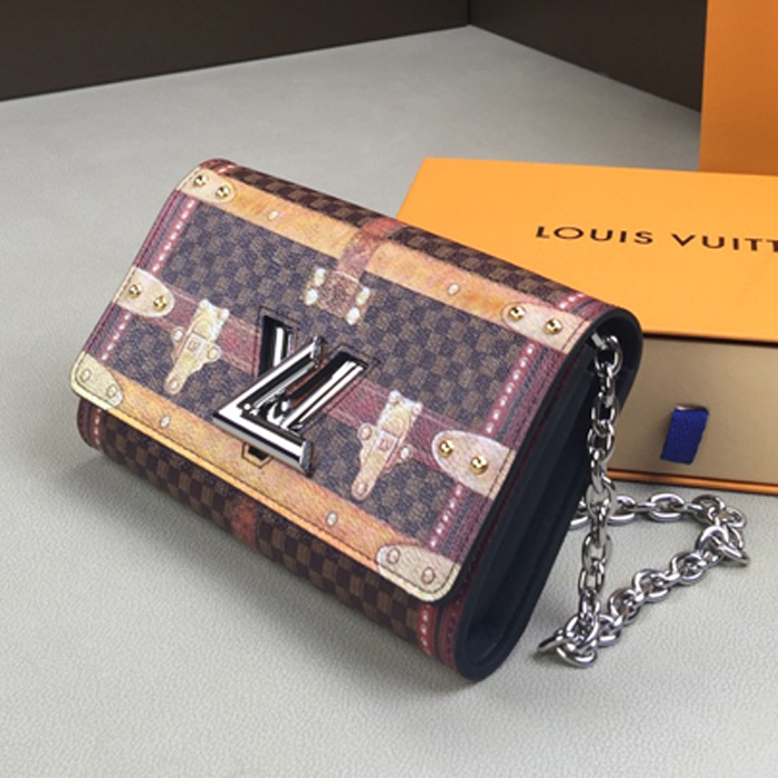 Сумка Louis Vuitton Twist Chain Wallet M63594 Transformed Damier Canvas "Brown" фото № 3
