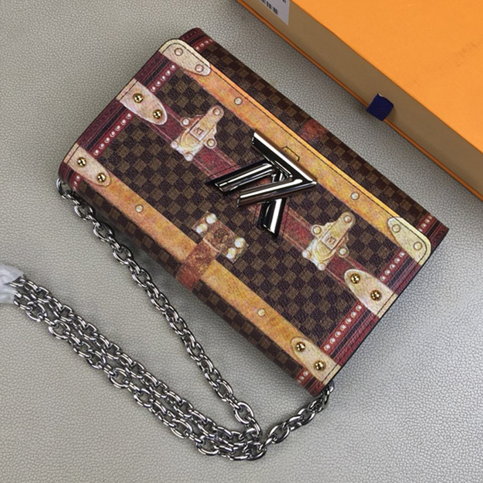 Сумка Louis Vuitton Twist Chain Wallet M63594 Transformed Damier Canvas "Brown" фото № 4