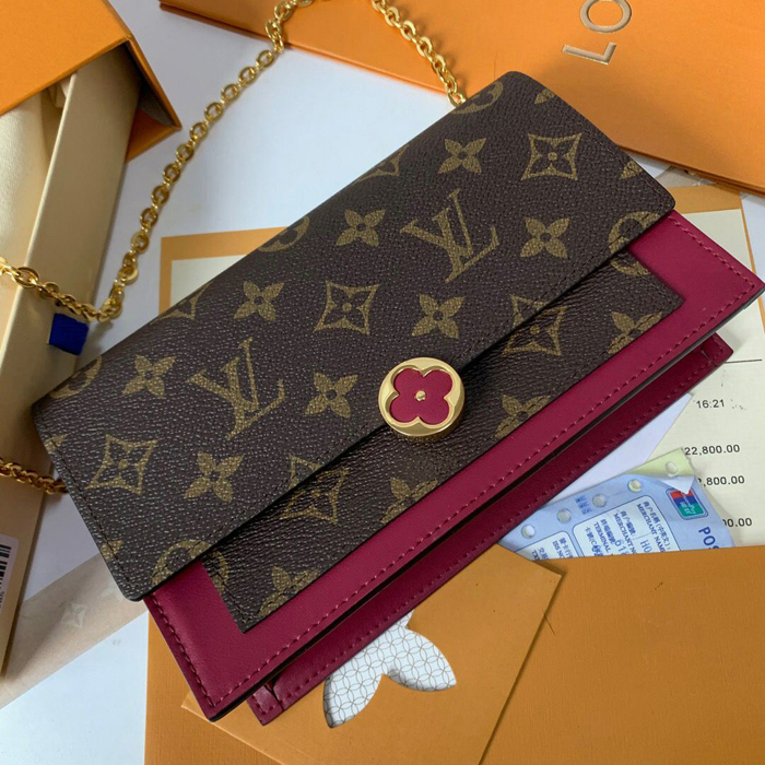 Сумка Louis Vuitton Flore Chain Wallet M67404 Monogram Canvas Fuchsia "Brown" фото № 3