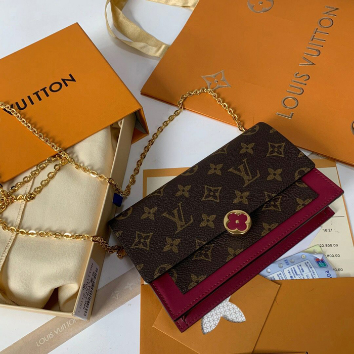 Сумка Louis Vuitton Flore Chain Wallet M67404 Monogram Canvas Fuchsia "Brown" фото № 2
